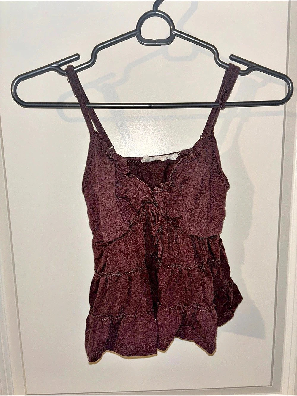 Pink Rose Ruffle Camisole in Brown Size Small